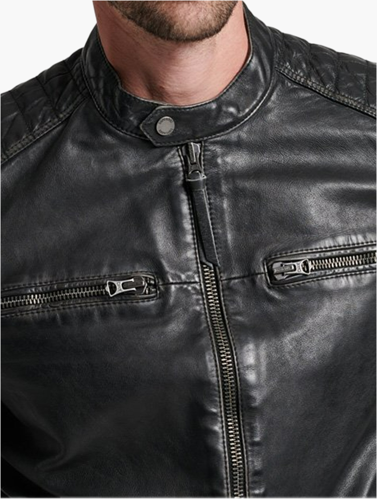 MyRunway | Shop Superdry Black Heritage Leather Moto Racer Jacket
